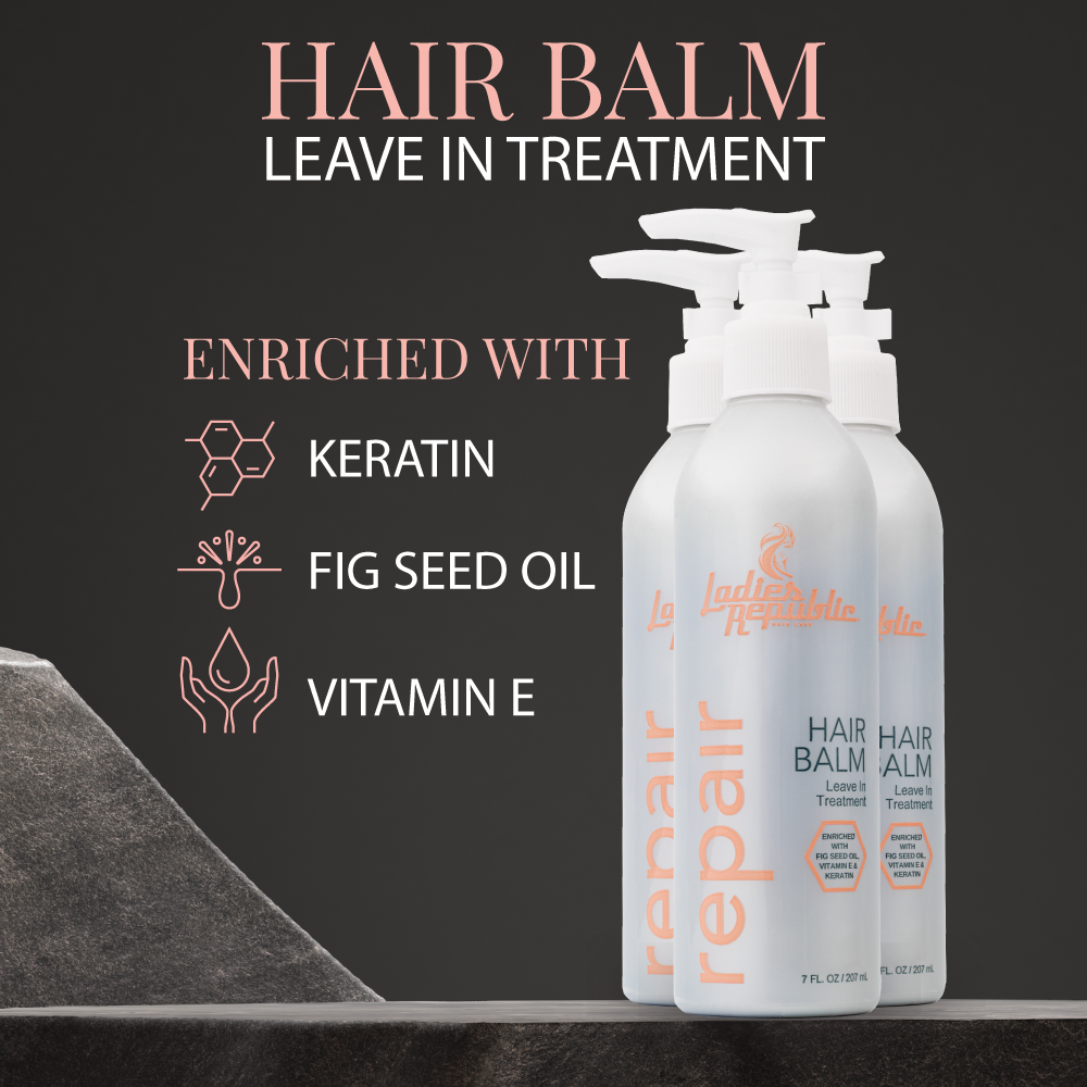 Hair Care Treatment – Leave-In Conditioner Hair Balm – Professional Hair Treatment for Dry Damaged Hair, Hair Repair and Hydration – Enriched with Fig Seed, Keratin, Vitamin E